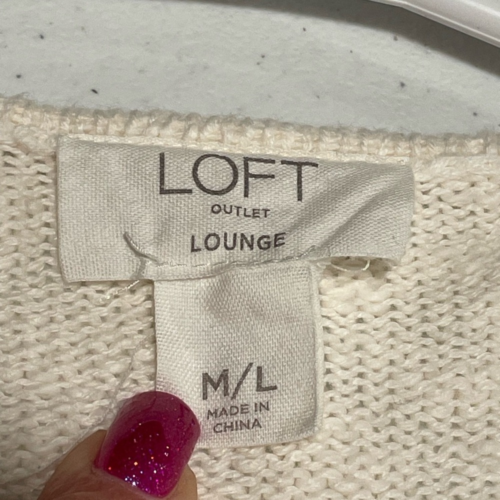 Boho Chic & Comfy Loft Lounge M/L Cream Gray Aztec Fringe Short Sleeve Cardigan - Picture 6 of 10